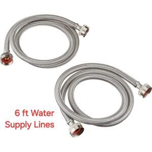 6ft Water Supply Lines for Washing Machine, Stainless Steel